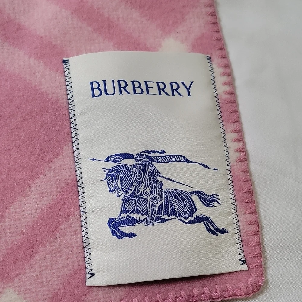 Burberry Pink and Cream Checkered Scarf